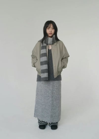 正韓EBA學生情侶風撞色圍巾 ( 5.3%羊毛 )2